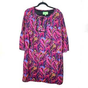 Pappagallo multicolored pink and blue shift dress size 14 B137